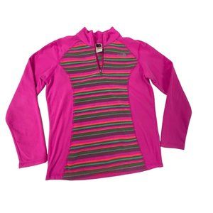 The North Face 1/4 Zip Base Layer Pink Stripes Fleece Pullover Girls XL 18